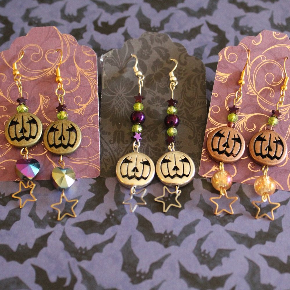 PUMPKIN JACK-O-LANTERN CHARM HALLOWEEN EARRINGS 🎃